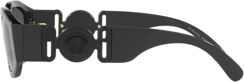Vista 2 de Versace Gafas de sol para hombre, montura negra, lentes gris oscuro, 2.087in