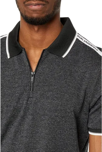 Vista 3 de Karl Lagerfeld Mens Polo Half Zip with Logo Tape Cotton Blend