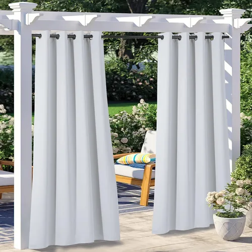 Vista 9 de NICETOWN Cortina para Exteriores para Patio Impermeable de 84 Pulgadas de Ancho, Aislamiento Térmico con Ojales Antioxidantes Bloqueo UV Cortina