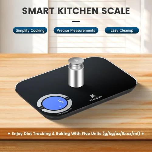 Vista 4 de EILISON Báscula inteligente de cocina con calculadora de nutrición, báscula digital de alimentos, pantalla a color TFT grande, aplicación Bluetooth