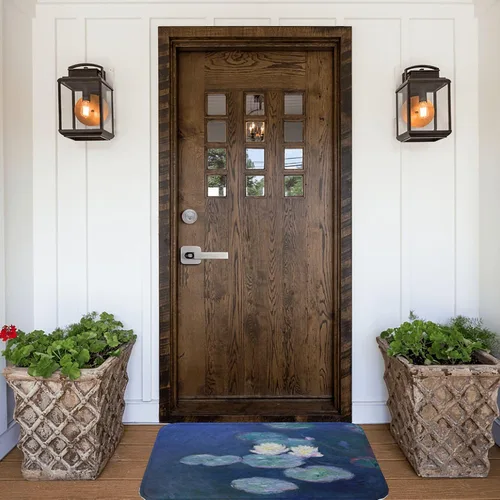 Vista 3 de INVIN ART Claude Monet Water Lilies Evening Non-Slip Door Mat Art Decor