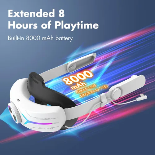 Vista 2 de Gina Head Strap with 8000mAh Battery Pack for MetaOculus Quest 2, Adjustable Elite Strap Replacement for Enhanced Support, Fast Charging