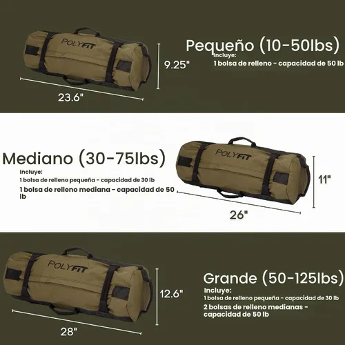 Vista 7 de Polyfit Classic Sandbag - Bolsa de arena de entrenamiento con 8 asas de Negro