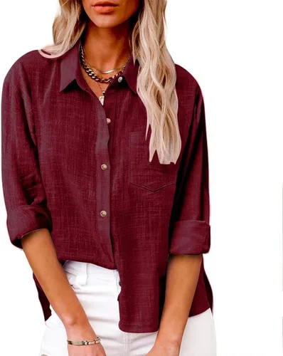 Vista 30 de SMIDOW Camisa de algodón y lino con botones para mujer