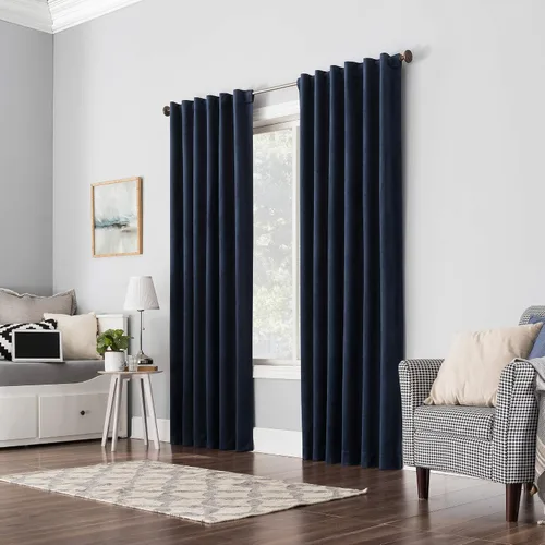 Vista 56 de Sun Zero Hampshire - Cortina térmica de terciopelo con reducción de ruido, 100% opaca con pestañas, 50 x 96 pulgadas, dorado