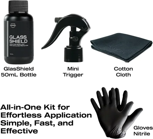 Vista 8 de Nasiol GlasShield Nano Kit de Espray Repelente de Lluvia, Recubrimiento Cerámico para Parabrisas y Vidrios, Super Hidrofóbico hasta 30000 Millas