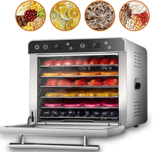 Vista 2 de Deshidratador de alimentos con 6 bandejas, 700 W, eléctrico, de acero inoxidable, con ventana de visualización de vidrio templado, para carne seca