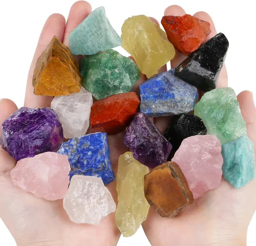 Vista 39 de QINJIEJIE Varias piedras de cristal en bruto 10 colores piedras de cristal curativas 1" piedras preciosas grandes a granel para voltear, cabinas