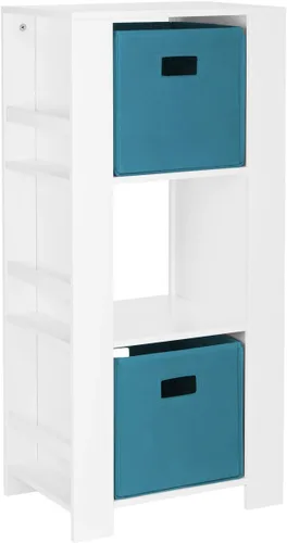 Vista 15 de RiverRidge Book-Nook Tower - Estantería infantil y organizador de almacenamiento de juguetes con 3 cubos y 6 estantes para libros, organizador