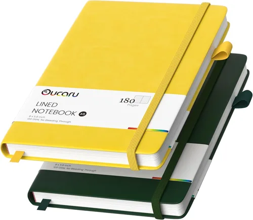 Vista 20 de Oucaru Cuaderno rayado, paquete de 4, 180 páginas, diarios A5 para escribir, papel grueso de 100 GSM, cuadernos pequeños diarios para mujeres