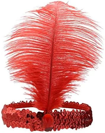 Vista 4 de Diadema de plumas de lentejuelas de los años 20, accesorio de fiesta de carnaval de los años 20, 10 unidades (colorido)