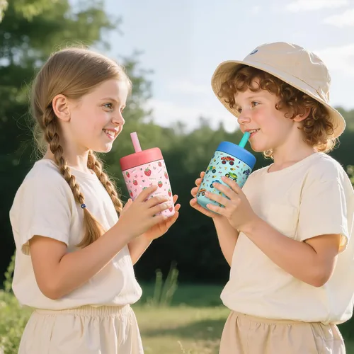 Vista 7 de Fimibuke Vasos para niños y niños pequeños, a prueba de derrames, 12 onzas, con aislamiento Capybara, vaso de paja para niños pequeños, botella