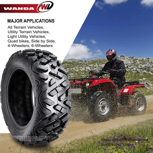 Vista 4 de WANDA Juego de 4 neumáticos ATV 19X7-8 delanteros y 18X9.5-8 traseros 4PR estilo Big Horn
