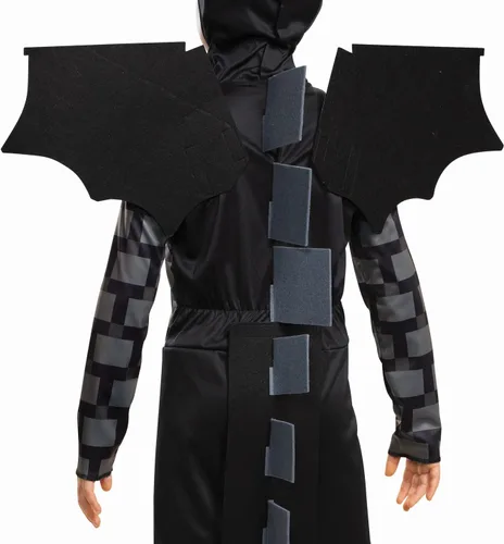 Vista 4 de Minecraft Boys' Minecraft Ender Dragon Costume for Kids, Video Game Inspired Character Outfit Negro