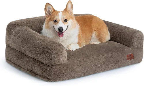 Vista 24 de Hollypet Cama de Felpa Esponjosa para Perros y Gatos, Sofá Cama Suave y Calmante para Gatos y Perros Pequeños y Medianos, Beige