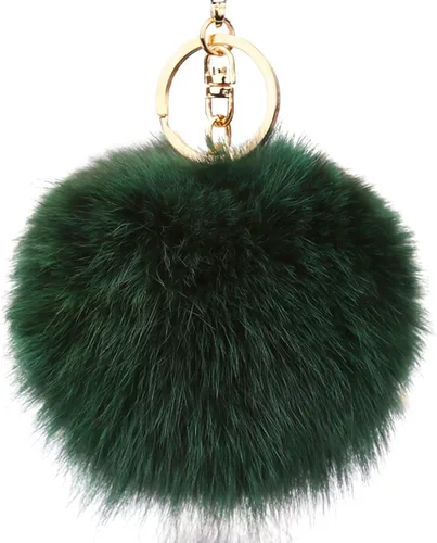 Vista 8 de URSFUR Llavero de bola de zorro con pompón para bolsa de coche, colgante novedoso Negro