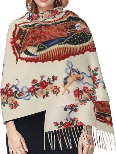 Vista 4 de Waygotee Our Lady Of Guadalupe Virgin Mary Soft Cashmere - Bufandas ligeras para mujer, chales grandes y envolturas de regalo de Navidad, o-12