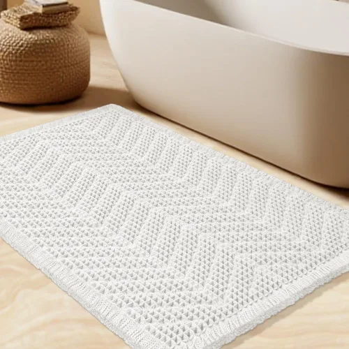 Vista 14 de Tapete de baño con diseño de gofre, moderno, bohemio, absorbente, antideslizante, ultrasuave, lavable a máquina, con letra de baño, dormitorio