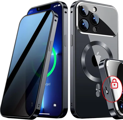 Vista 26 de Funda magnética de privacidad para iPhone 13 Pro, protección completa de la cámara, color negro [Mechanical Lock][Compatible with MagSafe]