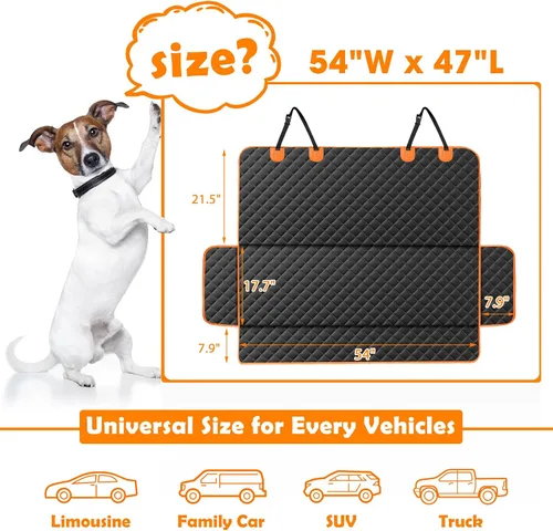 Vista 2 de MIXJOY Funda de asiento para perro para asiento trasero, fundas impermeables para asientos de perros, protector de asiento de automóvil para perros