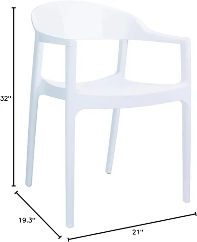 Vista 3 de Compamia Carmen - Silla de comedor para patio con asiento blanco brillante (juego de 2)