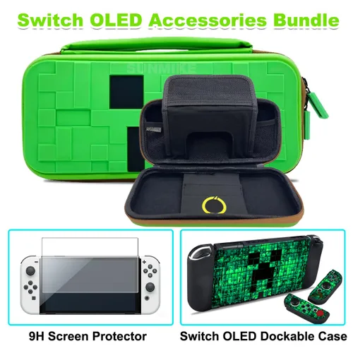 Vista 2 de Estuche de transporte para Nintendo Switch OLED, paquete de estuche OLED portátil para Switch Essential Switch OLED Case Protector Kit, Carry