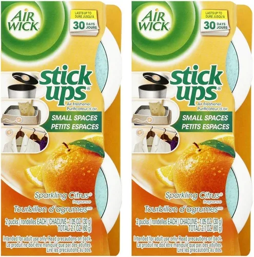 Vista 6 de Air Wick Ambientador de coche Stick Ups, Crisp Breeze (el embalaje puede variar), paquete de 3 con 2 unidades cada uno