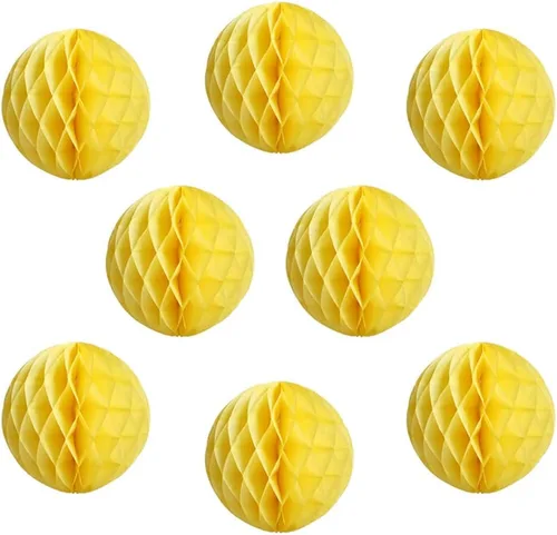 Vista 15 de 8 bolas de papel de panal de 8 pulgadas, bolas decorativas de panal de abeja, pompones de papel, bolas de flores, bolas colgantes de arte