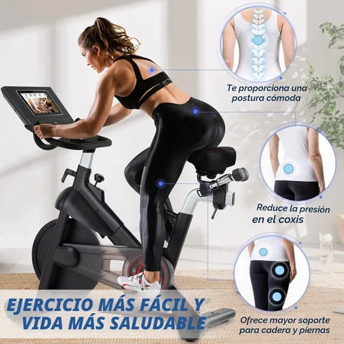 Vista 3 de Asiento de bicicleta de gran tamaño, cómodo sillín de bicicleta, diseño de ranura media, espuma viscoelástica de 2.95 pulgadas de grosor, ajuste Rojo