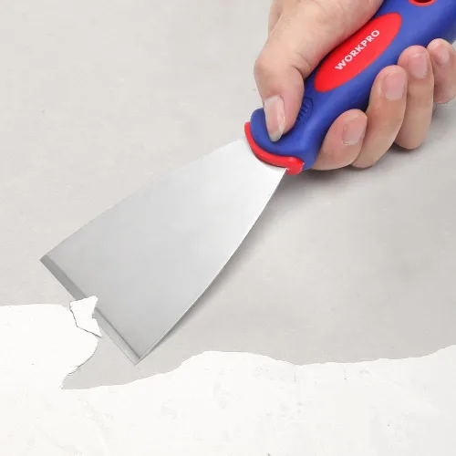 Vista 6 de WORKPRO Juego de cuchillos de masilla de 4 piezas, hecho de acero inoxidable, perfecto para paneles de yeso, cinta, raspado de pintura, 1.5", 3