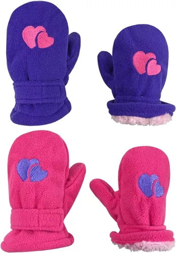 Vista 28 de N'Ice Caps Baby Toddler Mittens Kids 2 Pair Pack Fleece Warm Sherpa Lined Negro + Gris