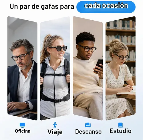 Vista 8 de GetD Gafas inteligentes AI, lentes fotocrómicas, gafas de traducción