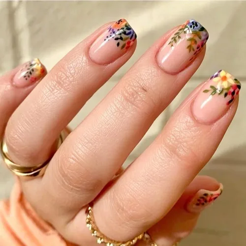 Vista 57 de Uñas postizas a presión medianas con diseño geométrico blanco almendra – 24 uñas postizas reutilizables de ABS brillante, fácil de aplicar, juego