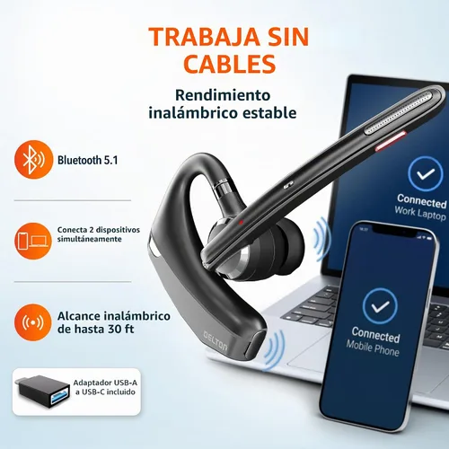 Vista 4 de Delton Auriculares mono para computadora 95X Bluetooth con estuche de carga