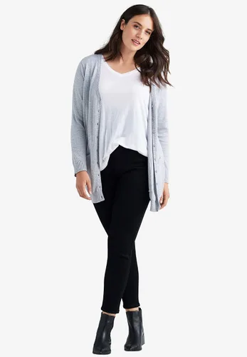 Vista 6 de Ellos Suéter tipo cárdigan estilo boyfriend de talla grande para mujer