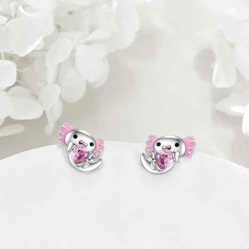 Vista 6 de VONALA Aretes de plata de ley 925 con diseño de animales, hipoalergénicos, lindos animales, joyería de regalo para mujeres y niñas