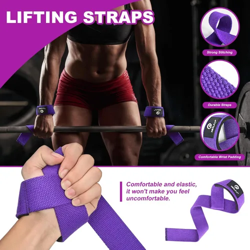 Vista 3 de NEALFIT Juego de almohadillas para pesas para sentadillas, estocadas y empujes de cadera, almohadilla protectora de cuello y hombro, barras Púrpura