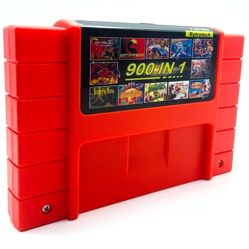 Vista 4 de Retrotech Super 900 In 1 Cartridge For SNES Super Nintendo 16Bit Game Console - Red