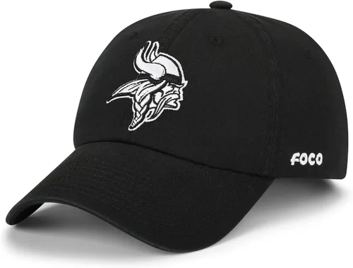 Vista 16 de FOCO NFL Gorras y Gorras Casuales para Hombres con Logotipo de Equipo de la NFL, Negro y Blanco