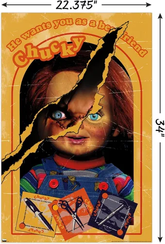 Vista 3 de Chucky: Let's Be Friends - Póster de pared, 34 pulgadas de largo x 22.4 pulgadas de ancho, versión sin marco