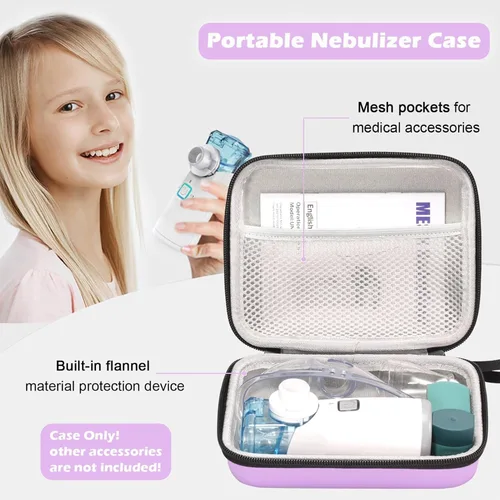 Vista 4 de Fukumi Estuche de transporte para nebulizador portátil, bolsa médica de viaje, bolsa médica de emergencia dura para inhalador espaciador para niños