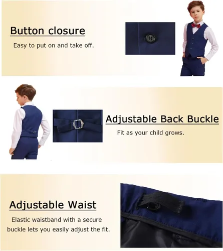 Vista 5 de Trajes de 5 piezas para niños, conjunto formal de portador de anillo de boda