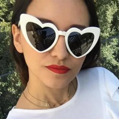 Vista 2 de Gafas de sol para mujer, gafas de sol de moda en forma de corazón para mujer, marco grueso, gafas de sol UV400