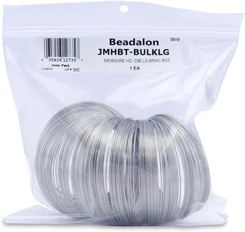 Vista 19 de Beadalon Remembrance - Alambre de memoria de acero inoxidable, resistente, redondo, pulsera, grande, brillante, 8 onzas, aprox. 240 bobinas