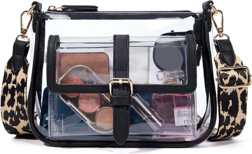 Vista 9 de Cartera de hombro transparente con correa de guitarra de Missnine, bolsa cruzada aprobada para estadio, bolsa de concierto para mujer de PVC