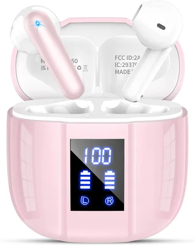 Vista 11 de Auriculares inalámbricos, auriculares Bluetooth 5.4, 48H+, auriculares estéreo, auriculares con pantalla LED con micrófono, IP7 impermeable
