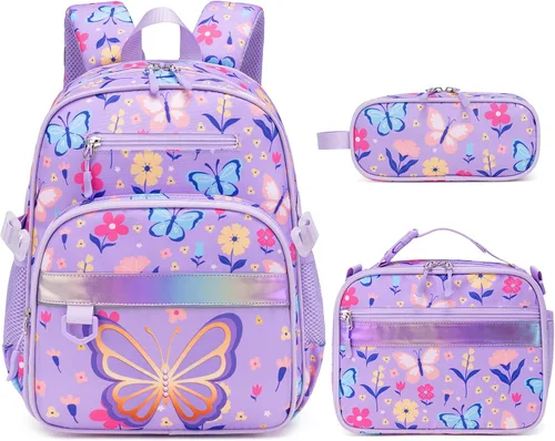 Vista 10 de Mochila para niños de 5 a 8 años, Mariposa, 15 pulgadas, Lindo