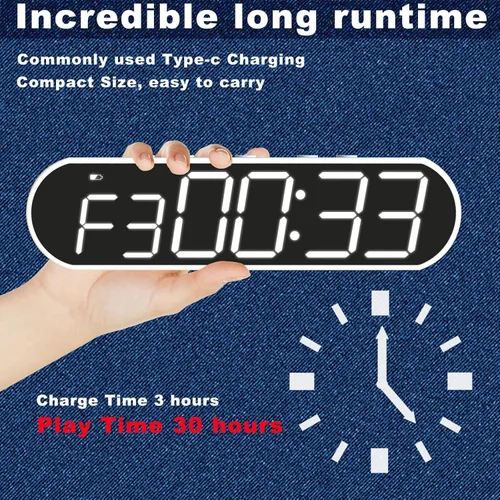 Vista 5 de Temporizador de gimnasio LED portátil, reloj de entrenamiento para HIIT Tabata Fitness en casa, garaje, al aire libre. Múltiples funciones