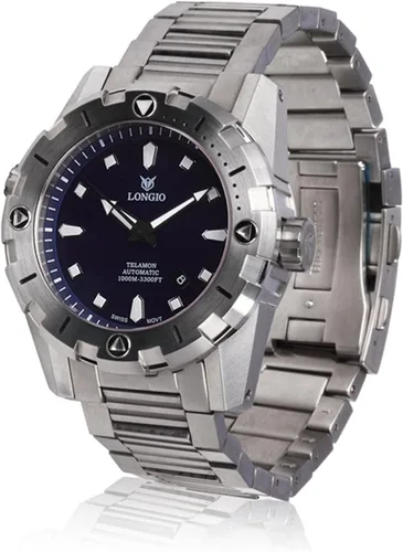 Vista 2 de LONGIO Diver Watches Telamon 3,280.8ft Swiss Automatic Pro Diver Watches 1.850in Reloj de buceo con válvula de helio, bisel giratorio, zafiro correa