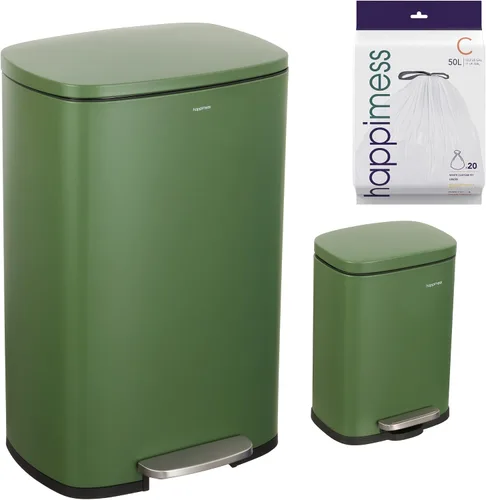 Vista 12 de happimess Connor - Bote de basura de acero inoxidable, 2 piezas, color negro carbón 13.2 and 1.3 Gallons, Rectangular, Soft-Close Lid, Fingerprint